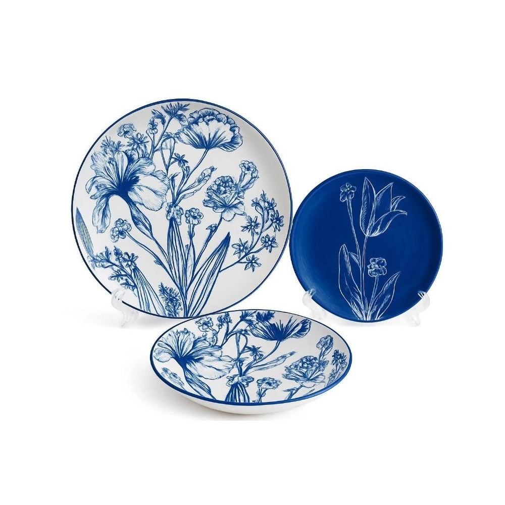 Servizio di Piatti da Tavola in Porcellana Tulip Blu 18 Pezzi