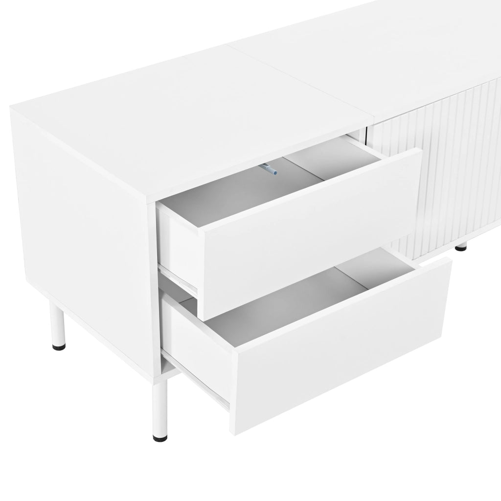 Mobile TV bianco 180x40x49;5 cm con 4 cassetti e ante scanalate