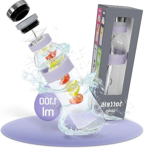 Caraffa acqua in vetro 1.100 ml - Caraffa acqua per la casa - blu lavanda