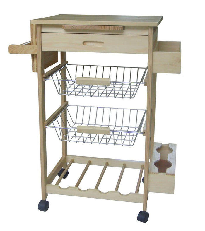 Carrello da Cucina in Legno Tosini KT0023B con Accessori