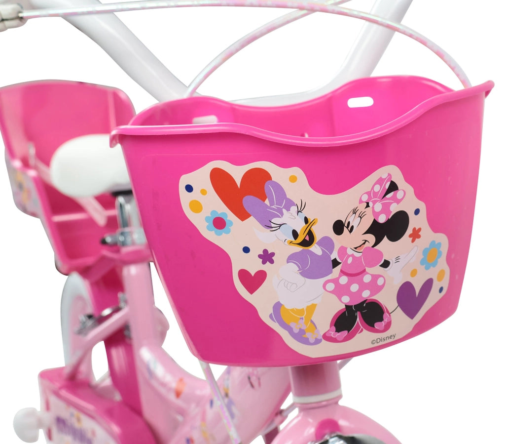 Bicicletta per Bambine 14" Disney Minnie Freni Caliper e Stabilizzatori in Acciaio Hi-Ten Rosa