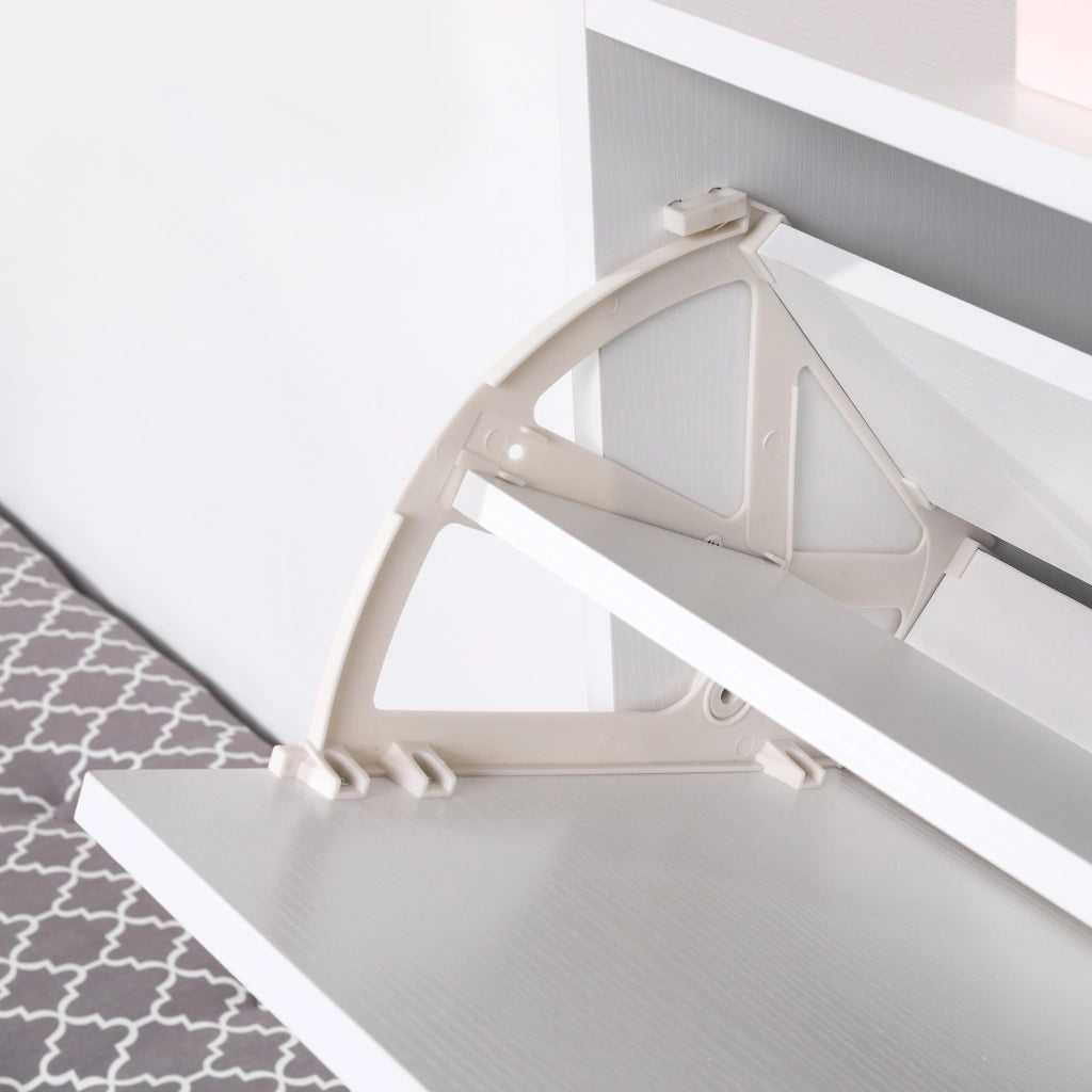 EasyComfort Scarpiera 3 Scompartimenti a Ribalta(18 Paia di Scarpe) e 1 Ripiano Portaoggetti Legno Truciolato Bianco 60×24×132cm