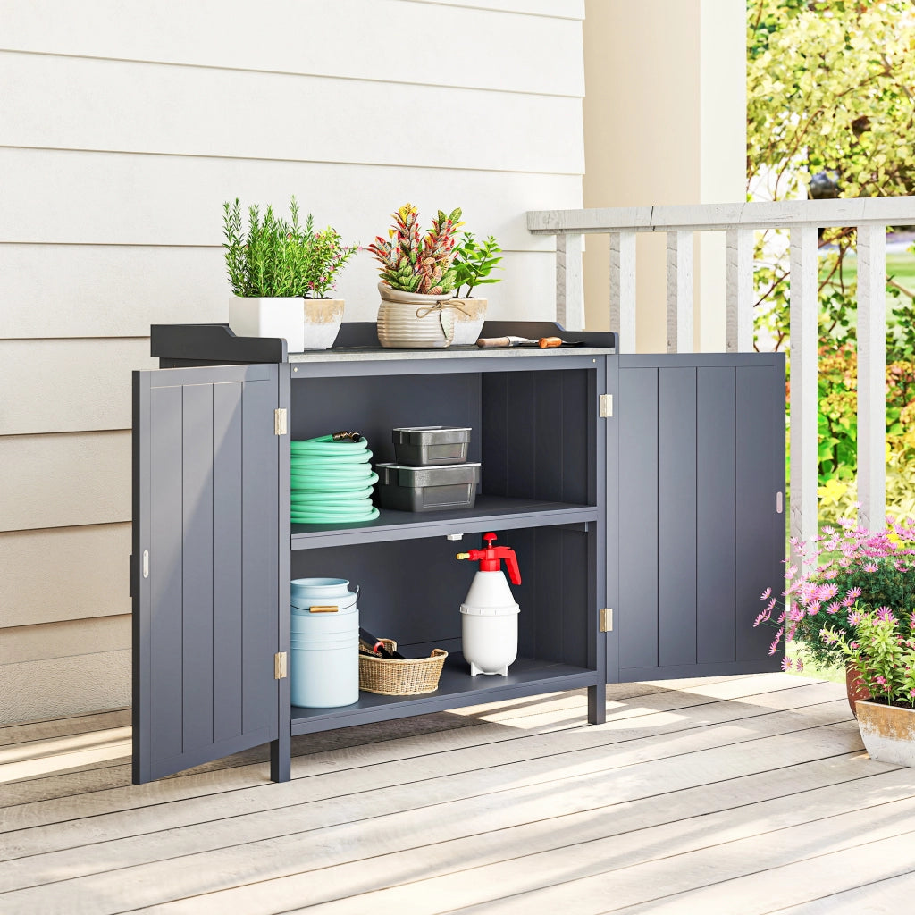 Armadio da giardino 2 in 1 ¨C zephmum ¨C grigio metallo