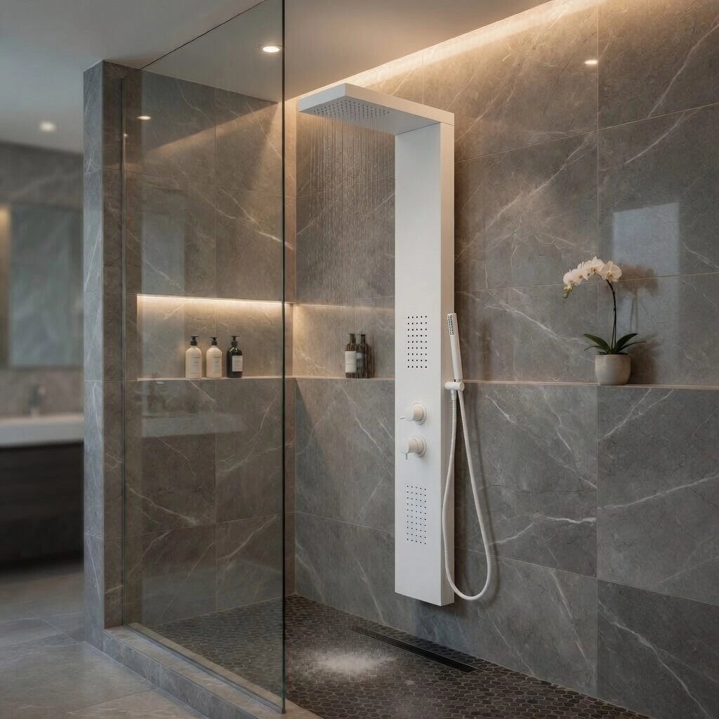 Colonna doccia pannello idromassaggio effetto cascata YH8124 SIDNEY - Bianco