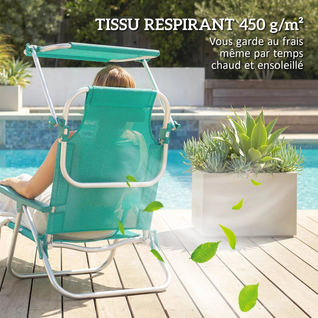 Chaise Longue Pieghevole Esterno ¨C zephmum ¨C 6 Posizioni, Turchese, 62x68x79cm