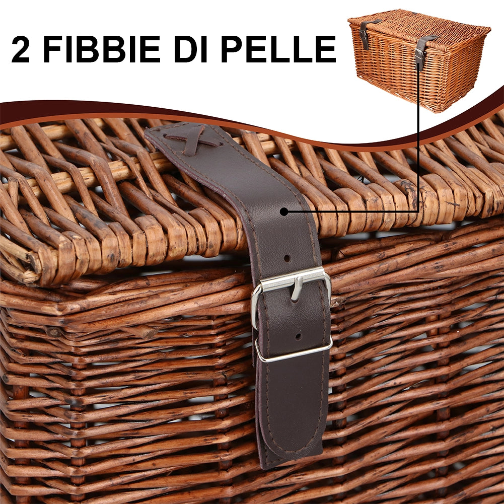 Cestino In Vimini Per Bicicletta Bici Marrone Cesta Anteriore Pane 45x30x25 Cm