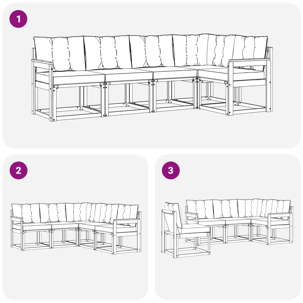 Set di divani da esterno 5 pz Bianco e Nero 3389470