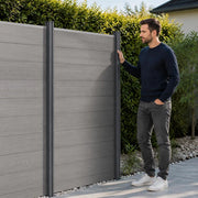 Fence Posts, 2 Pieces, Dark Grey, 185 Cm, Aluminium