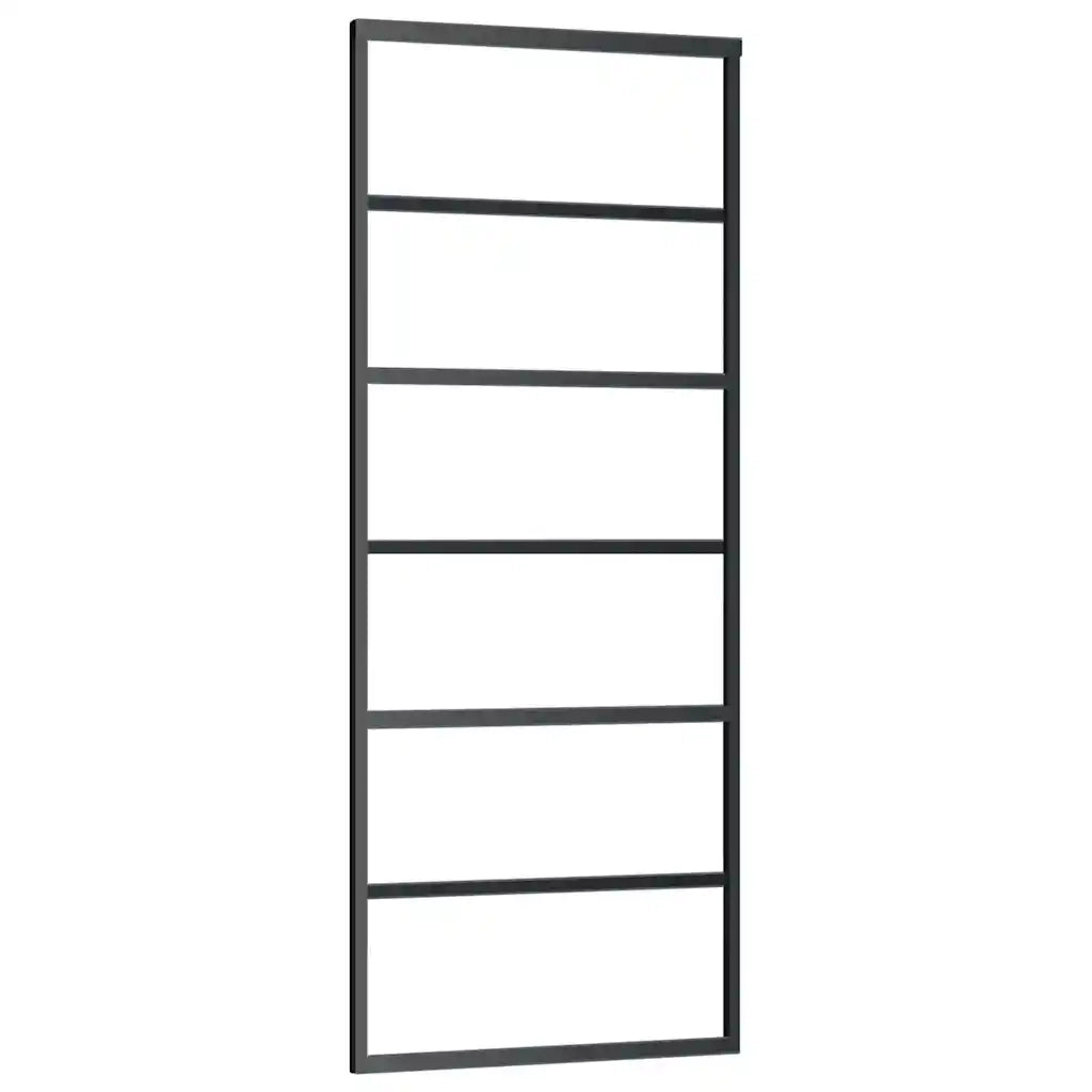 Porta Scorrevole in Vetro ESG e Alluminio 76x205 cm Nera 151014