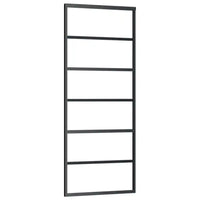 Porta Scorrevole in Vetro ESG e Alluminio 76x205 cm Nera 151014
