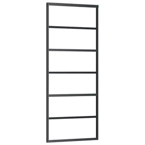 Porta Scorrevole in Vetro ESG e Alluminio 76x205 cm Nera 151014