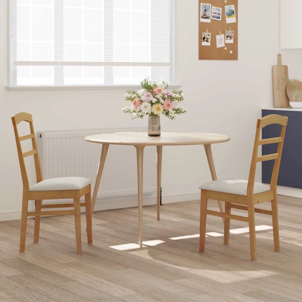 Sedia da pranzo 2 pcs Naturale e chiaro Legno di gomma solido