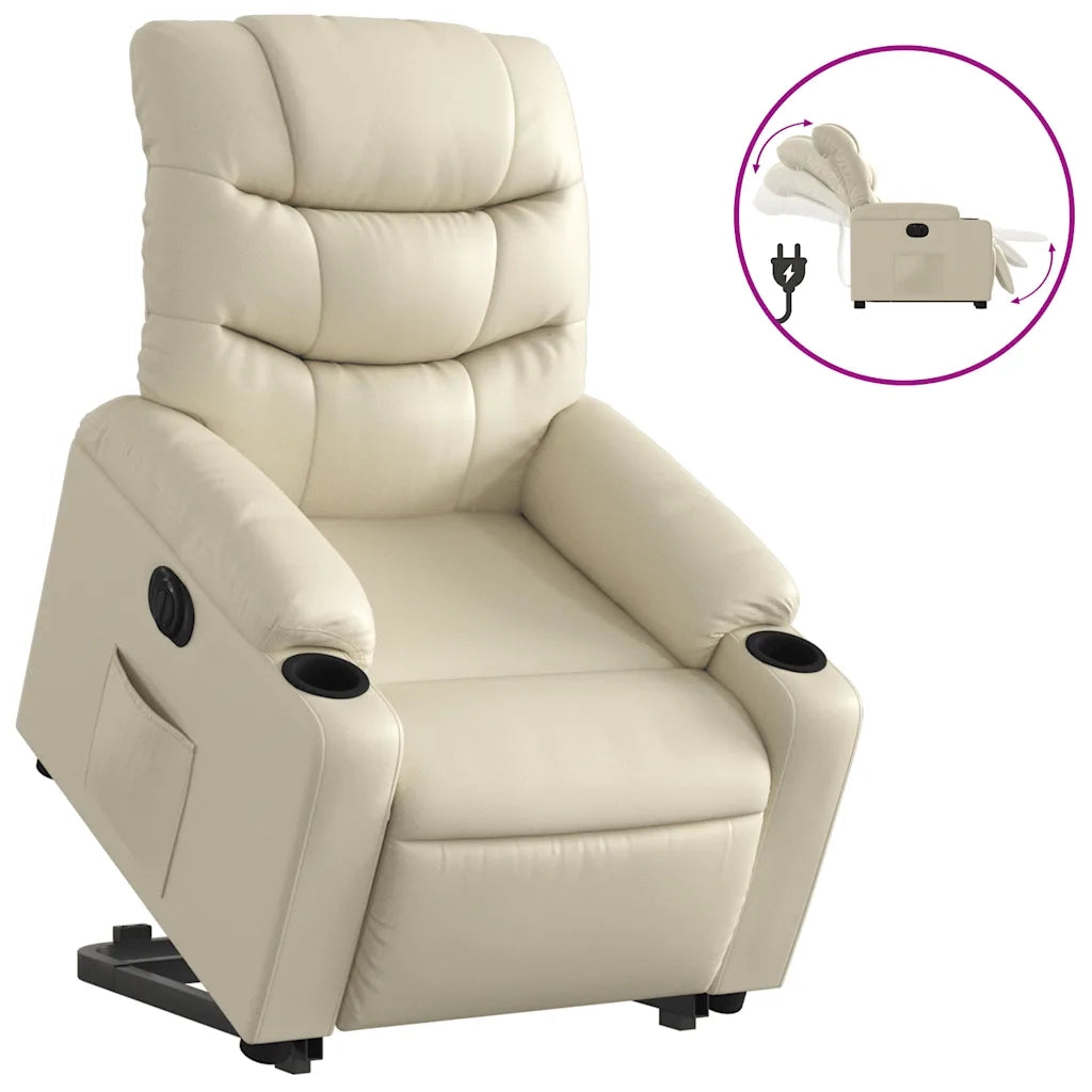 Poltrona Alzapersona Reclinabile Crema in Similpelle 3206614