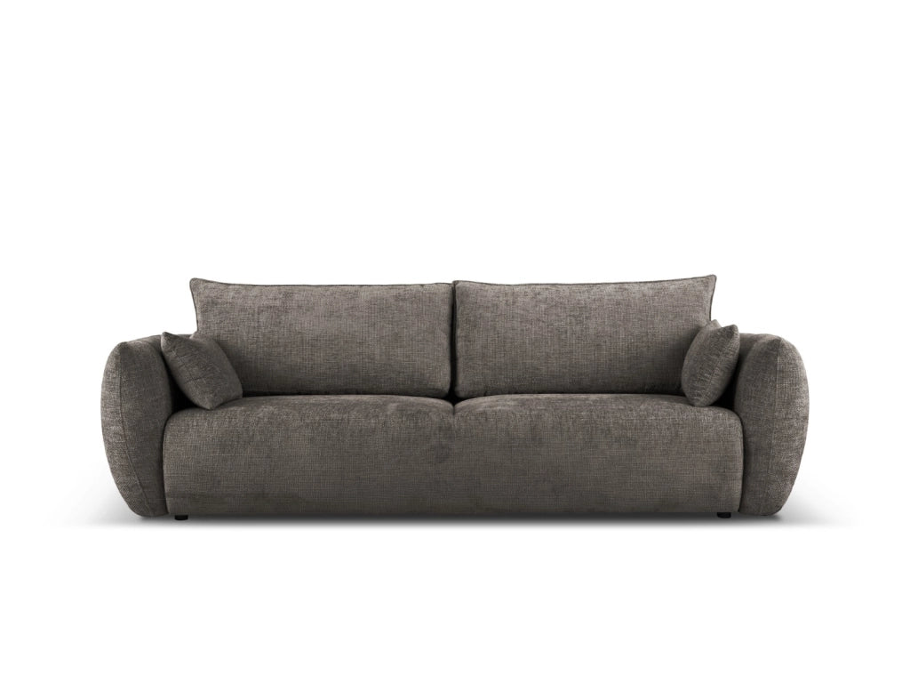 Cosmopolitan Design - Divano convertibile con contenitore "Matera" 3 posti in ciniglia grigio 