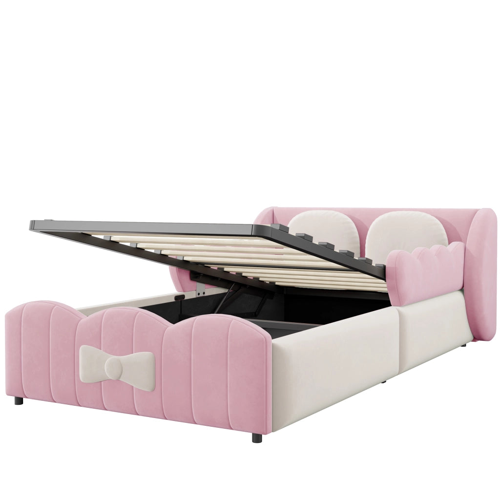 Letto imbottito per bambini con testiera a farfalla, 90x200 cm