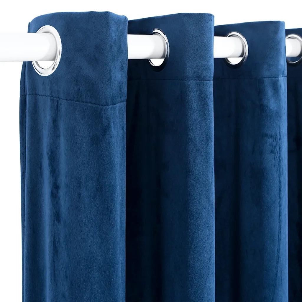 Tenda Oscurante Anelli in Metallo Velluto Blu Scuro 290x245 cm 134531