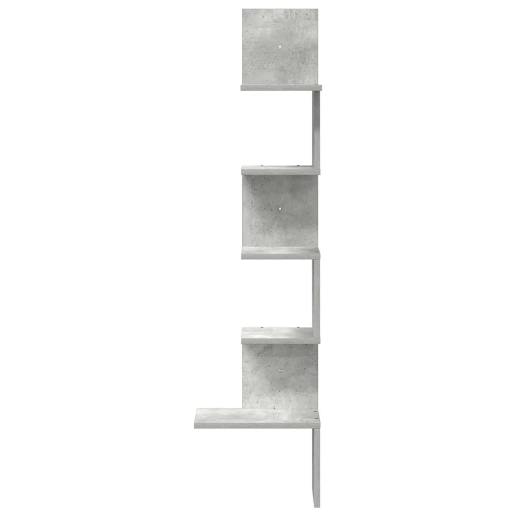 Scaffale Angolare a Muro Grigio Cemento 32x32x127,5 cm 860520