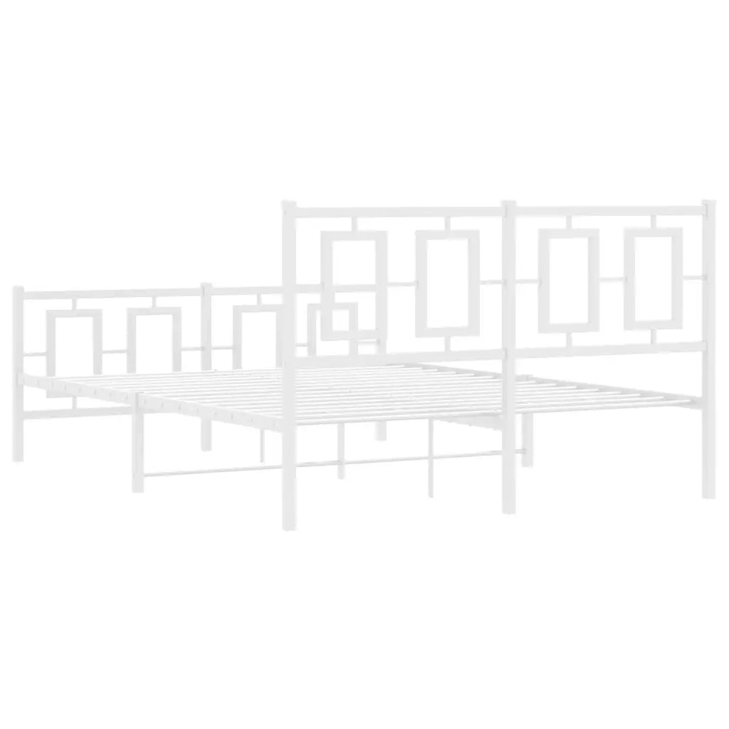 Giroletto con Testiera e Pediera-Struttura Letto Metallo Bianco 140x190 cm 528724