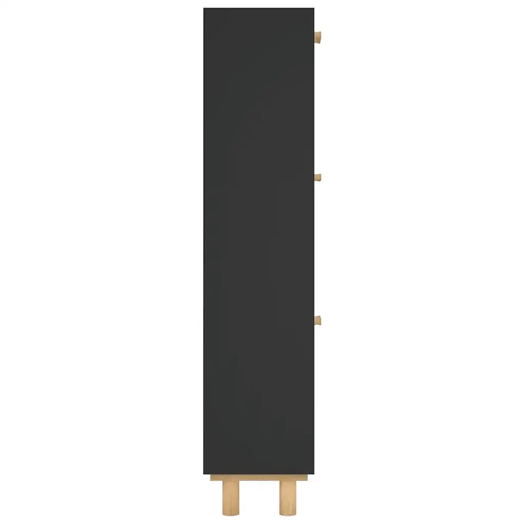 Scarpiera | Mobile per scarpe Nero 52x25x115cm Legno Multistrato e Rattan Naturale