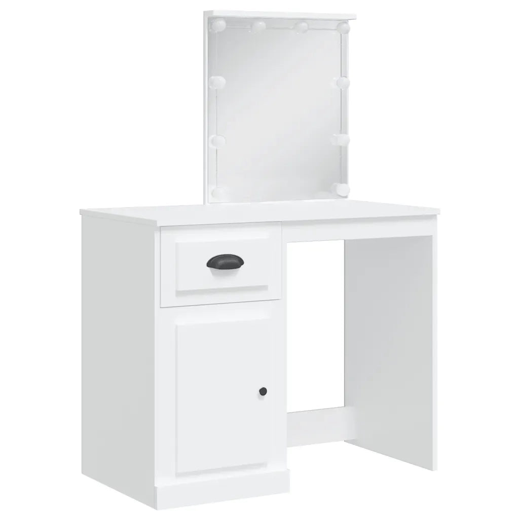 Toeletta | Tavolo da Trucco con Luci LED Bianca 90x42x132,5 cm
