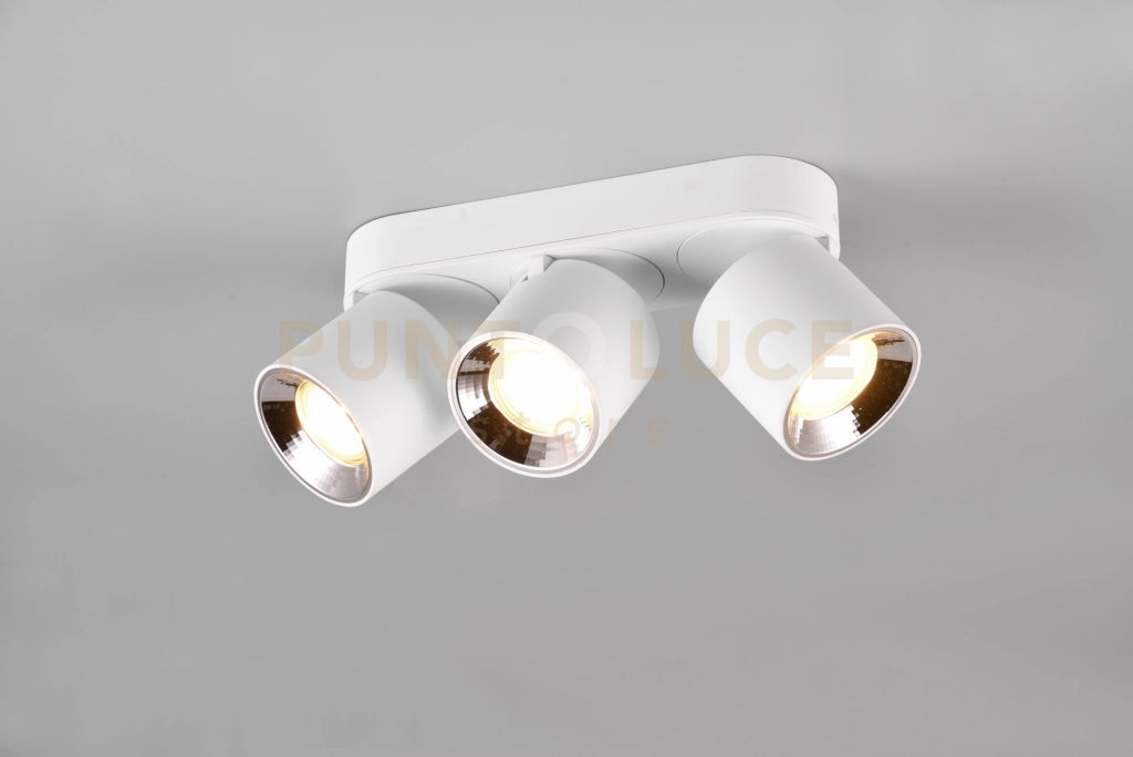 GUAYANA BARRA 3 SPOTS ORIENTABILI ANCHE DA INCASSO METALLO BIANCO L. 27,3CM ATTACCO GU10