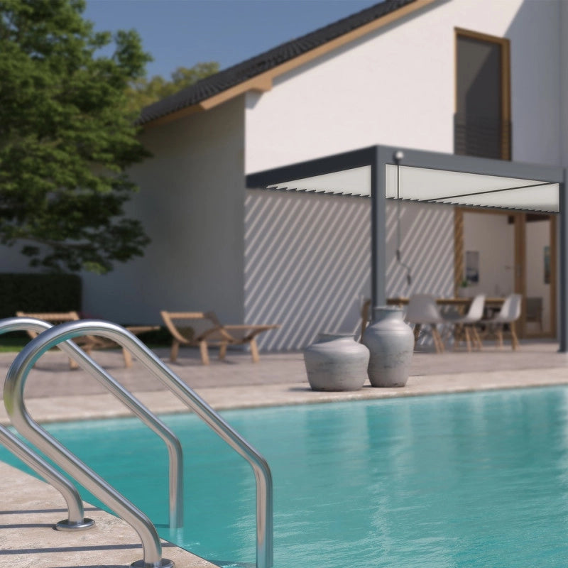 Pergola bioclimatica Ombréa VS 3x6M adossata - Antracite/bianco - V2
