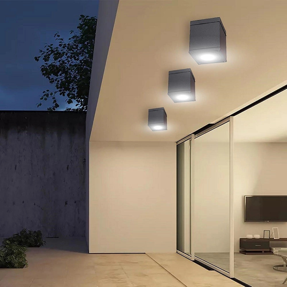 Trade Shop - Faretto Plafoniera Soffitto Led Gu10 Lampada Quadrata Esterno Impermeabile Ip65 -