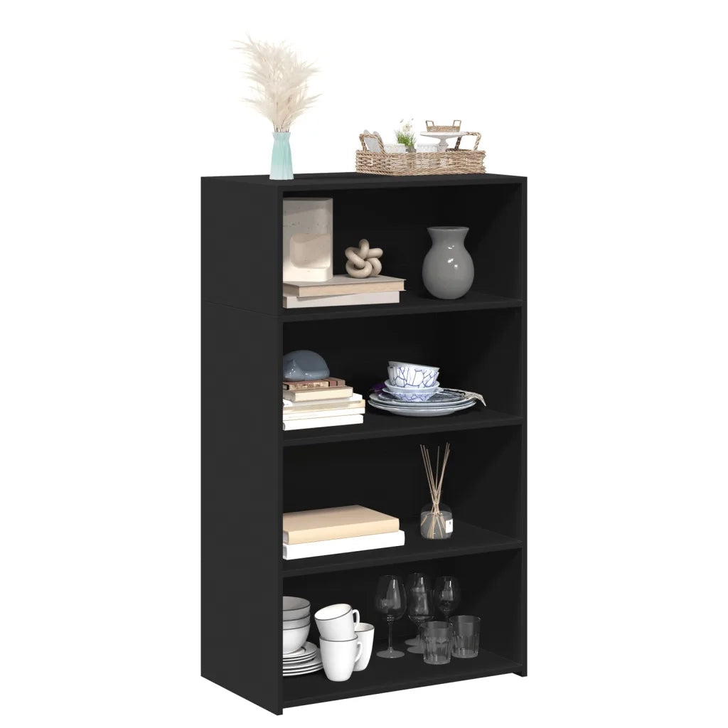 Credenza | Madia | Buffet da pranzo | Armadio da pranzo Nera 70x41x124 cm in Legno Multistrato