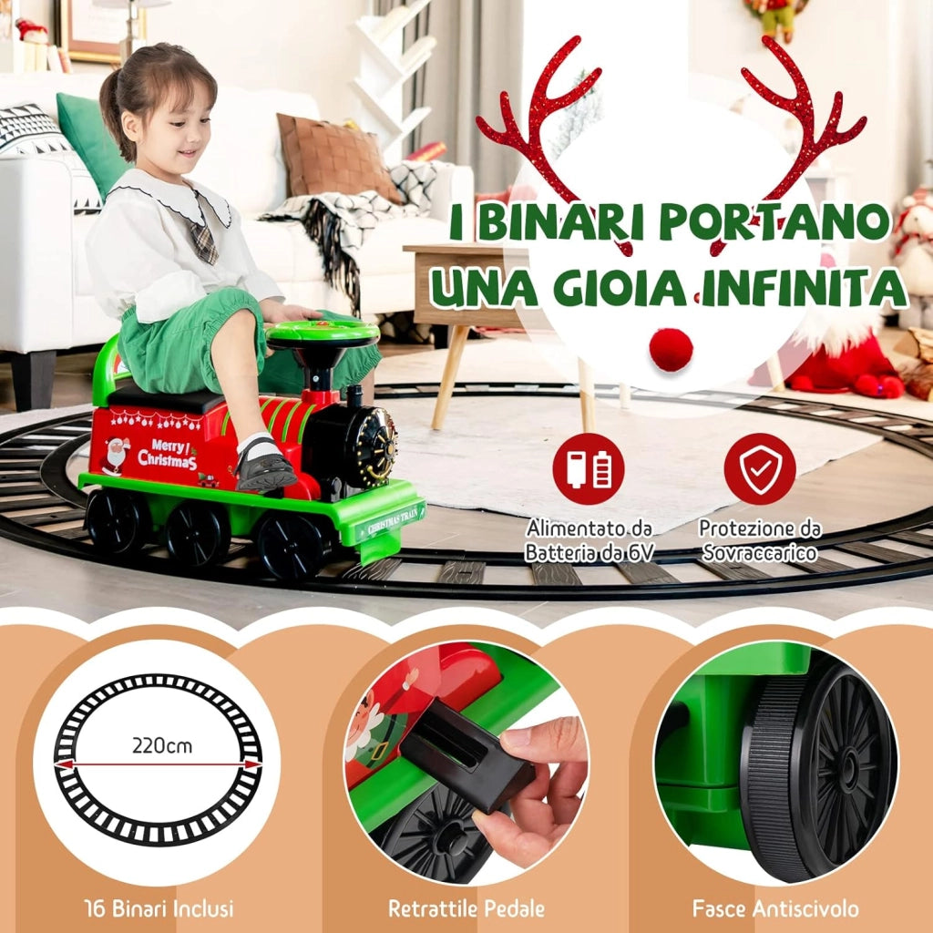 Trenino Elettrico per Bambini, Treno Giocattolo con 16 Pezzi di Binari, con Luci e Suoni, Scatola di Stoccaggio, Regalo per Bambini Anni 3+ (Verde)