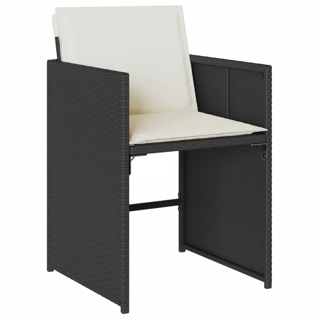 Set da Pranzo da Giardino 9 pz con Cuscini Nero in Polyrattan 3277970