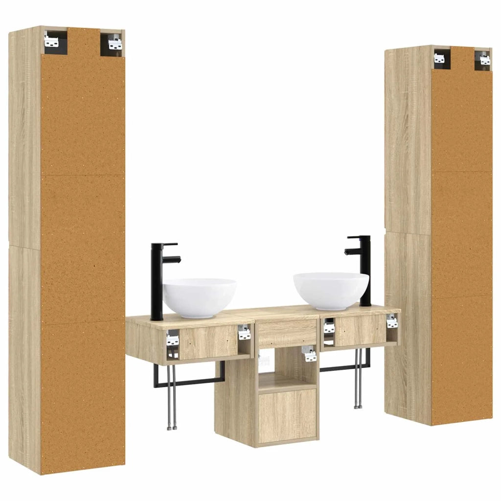 Set di mobili per il bagno 5 pz Rovere Sonoma 3406005