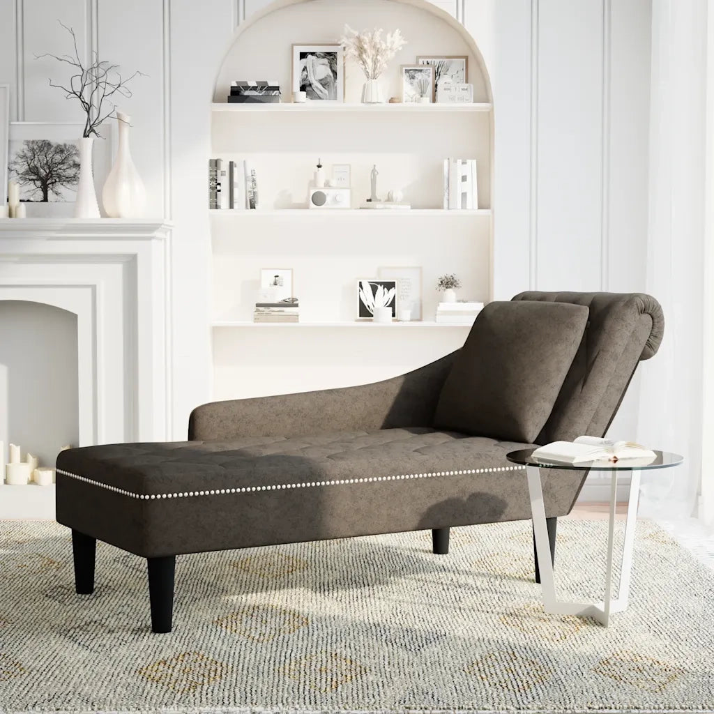 vidaXL Sdraio con Cuscino e Bracciolo Destro Similpelle Grigio Scuro