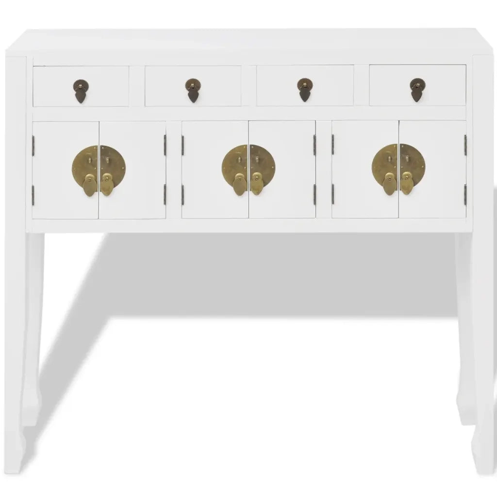 Credenza-Buffet-Armadio da cucina in Stile Cinese in Legno Massello Bianca