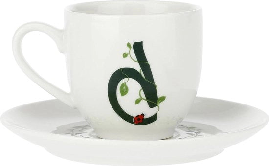 Tazza da caffè con coperchio lettera 'B' 3 Oz - Porcellana Solotua - scatola regalo