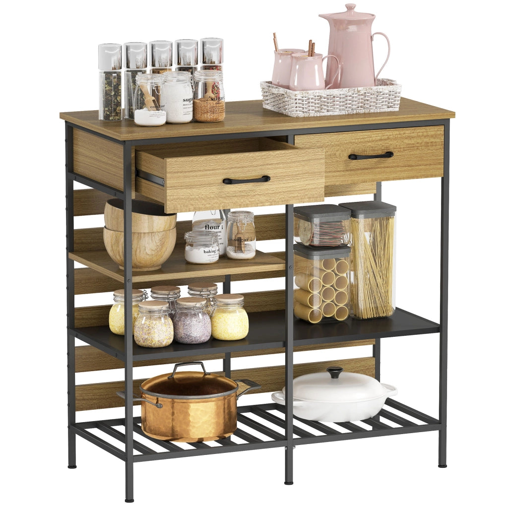 Credenza ¨C zephmum ¨C legno naturale e nero, 90x40x91 cm