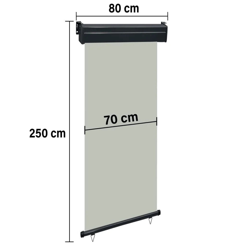 Tenda da sole laterale retrattile/schermo privacy per patio giardino terrazza balcone 80 x 250 cm grigio 02_0007040