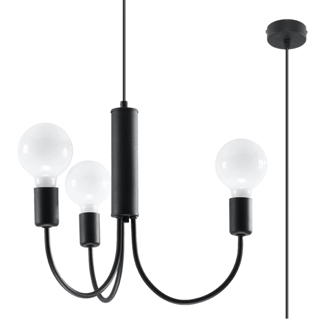 Lampadario Crimson Piccolo a 3 luci in acciaio nero E27 LED Max 15W
