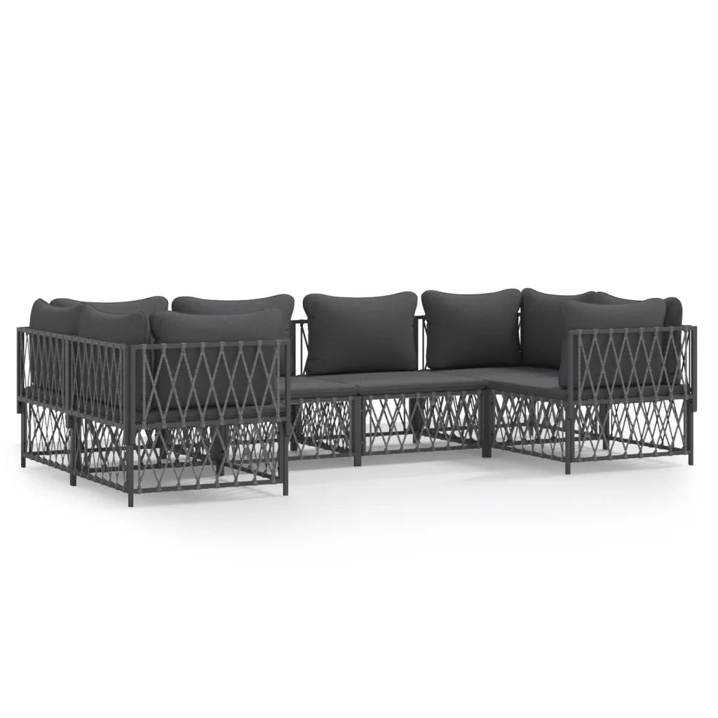 Set Salotto da Giardino 6 pz con Cuscini in Acciaio Antracite 3186919