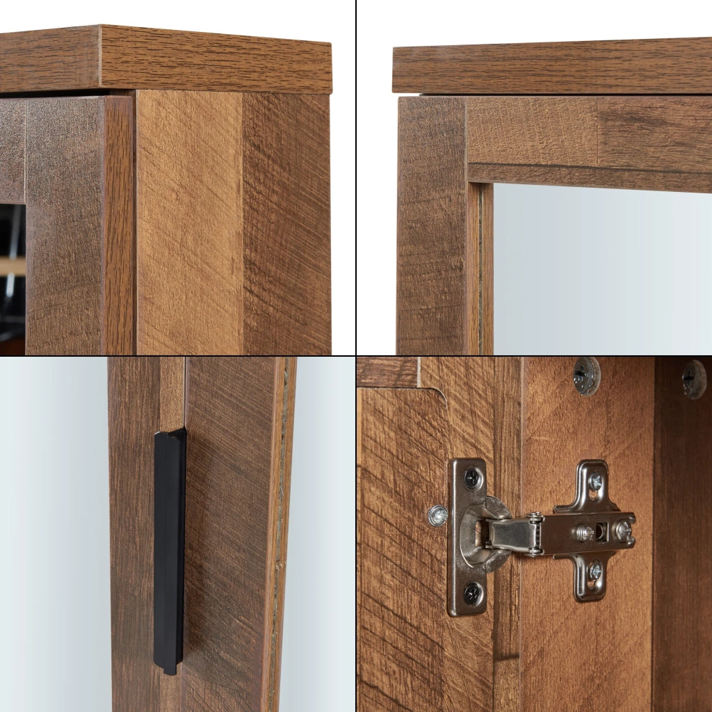 Mobiletto/scaffale da parete per bagno 50 x 60 x 15 cm con specchio marrone 03_0008894