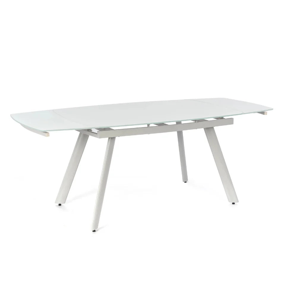 Tavolo da pranzo allungabile in vetro temperato bianco Blanco 140-210x90 cm fino a 8 posti | Duzzle