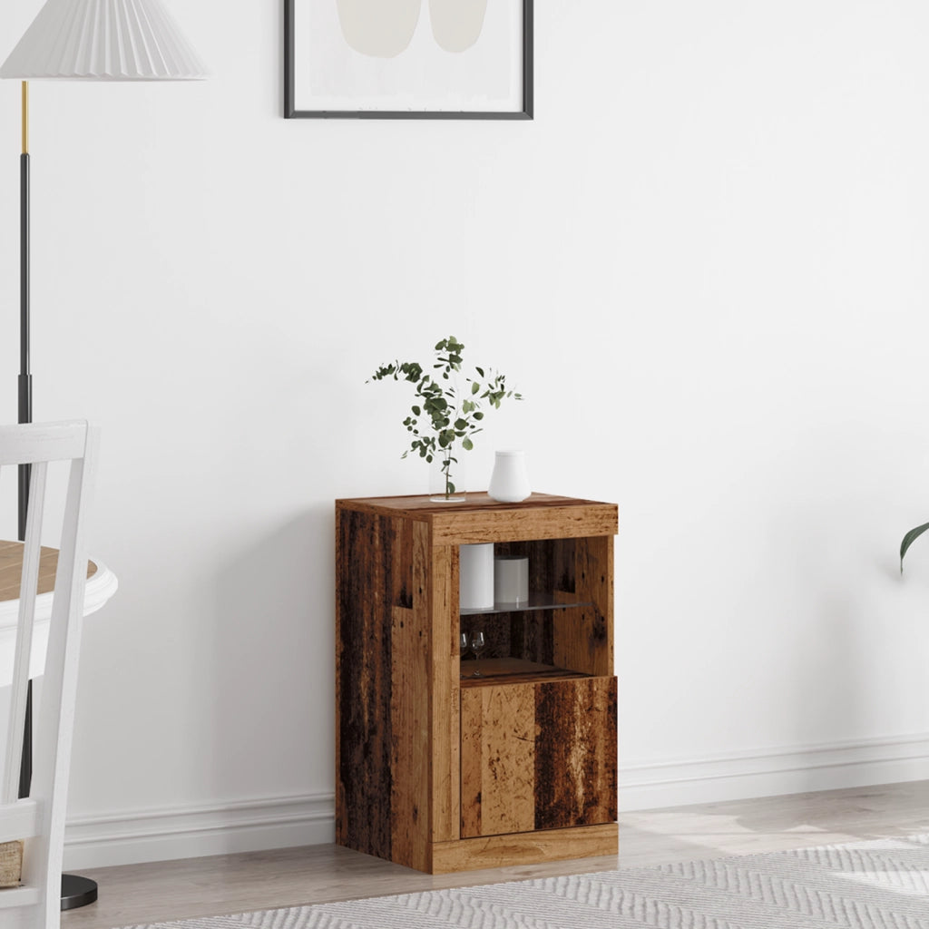 Sideboard  con luci LED in legno vecchio 41x37x67 cm