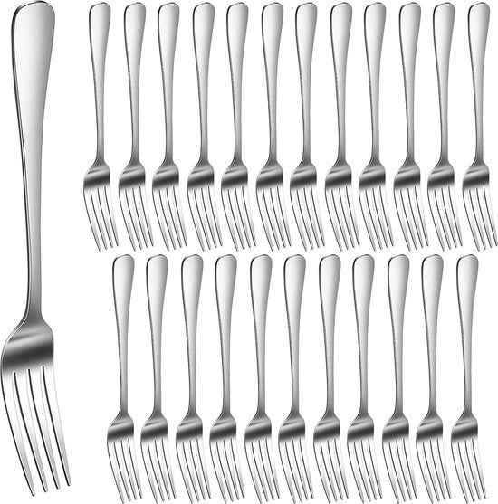 Set di forchette in acciaio inossidabile 24-delig lucidate a specchio, resistente al lavastoviglie.