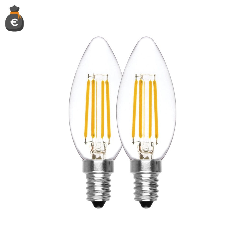 Alca power c35 4w 200v 550lm 4000k e14 lampada oliva a filamento a led box da 2pz