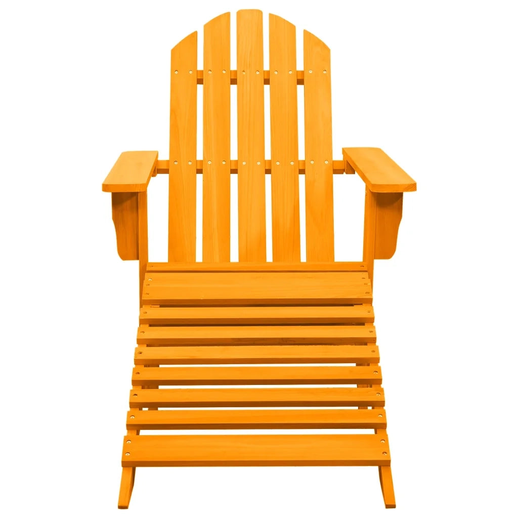Sedia Giardino | Sedie da Esterno Adirondack con Pouf Massello di Abete Arancione