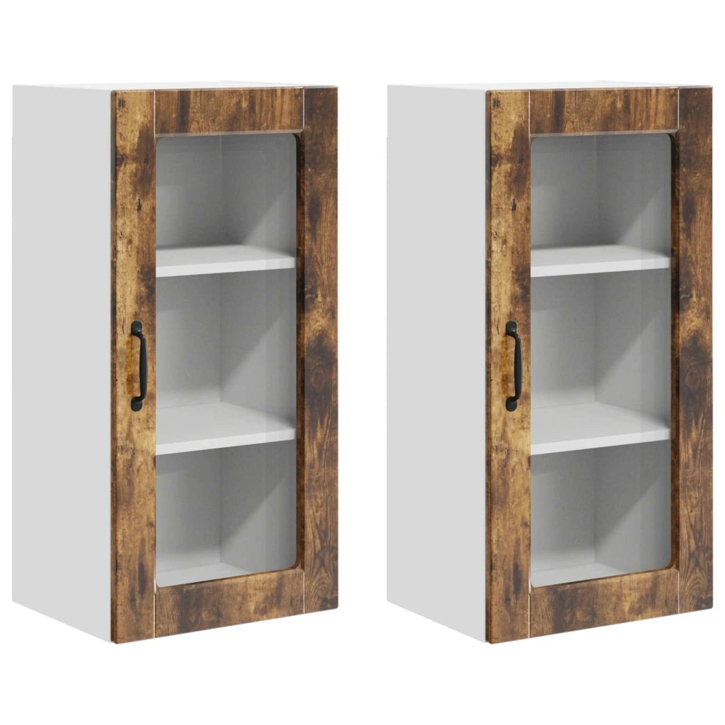 Mobile in vetro da parete LUCCA 2 pcs Rovere Fumo