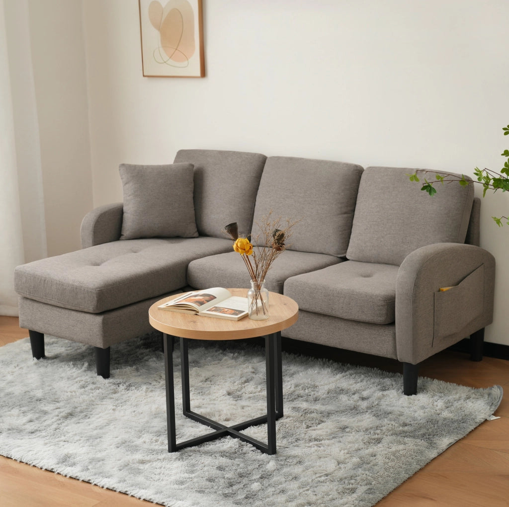 Divano angolare modulare con chaise longue 166 x 118 x 77 cm; grigio scuro