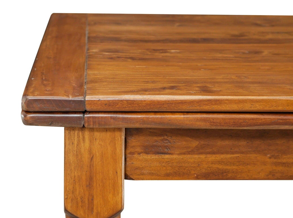Biscottini Tavolo Country allungabile in legno massello di tiglio finitura noce L220xPR100xH80 cm. Made in Italy