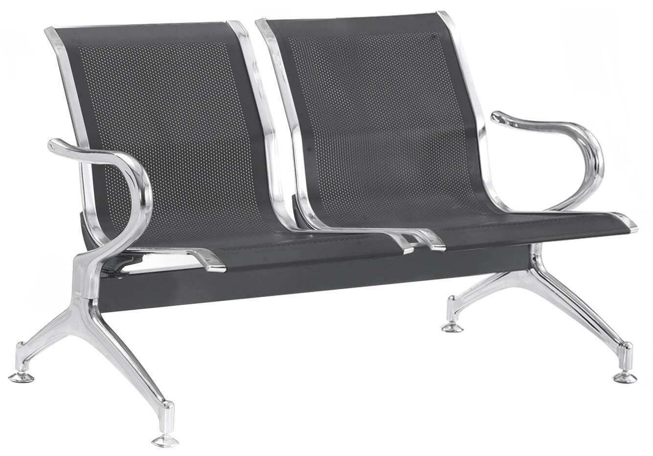 Panca per Sala Attesa 2 Posti in Acciaio da Ufficio Tosini Nero