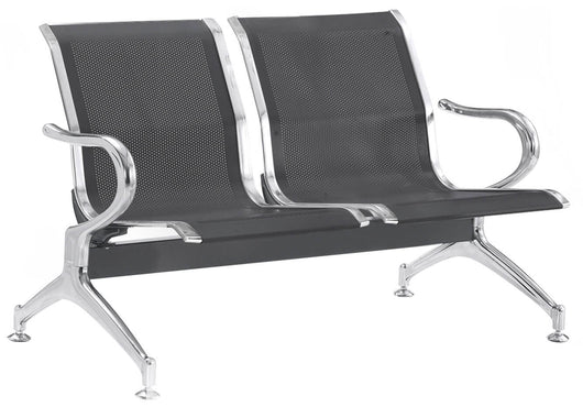 Panca per Sala Attesa 2 Posti in Acciaio da Ufficio Tosini Nero