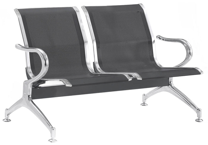 Panca per Sala Attesa 2 Posti in Acciaio da Ufficio Tosini Nero